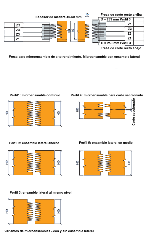 Variantes de microensambles con y sin ensamble lateral