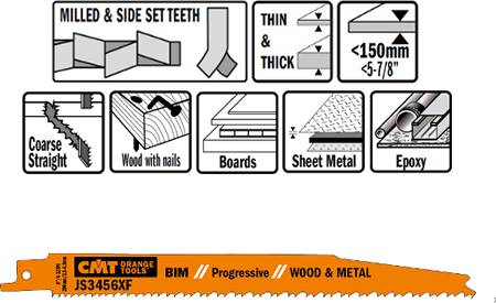 Hojas de sierra para sables corte de madera y metal hasta 150 mm de espesor