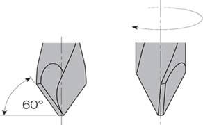 Broca para agujeros pasante con afilado especial a 60º